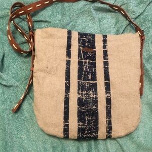 Roxy Cream and Tan Hobo Bag with Braided Leather Strap